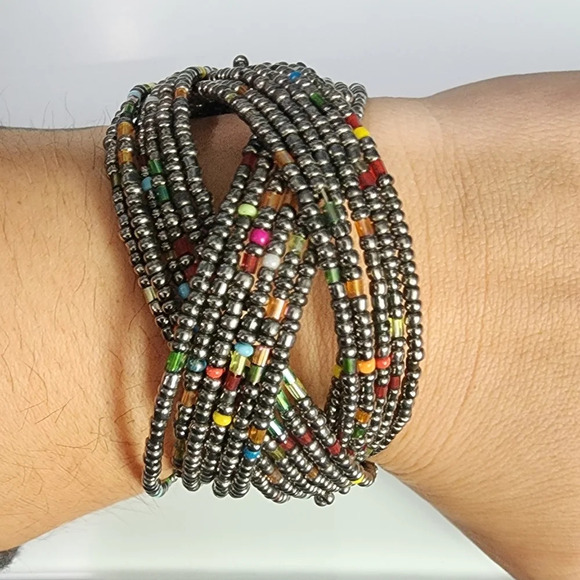 Beaded Bangle Bracelet/Bohemian Cuff - Picture 1 of 8